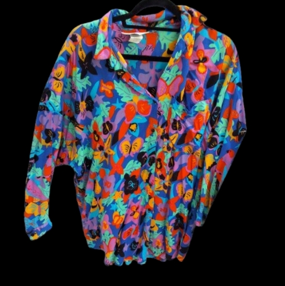 Vintage Rare Art to Wear by Ken Done Abstract button down OSFM - Picture 2 of 11